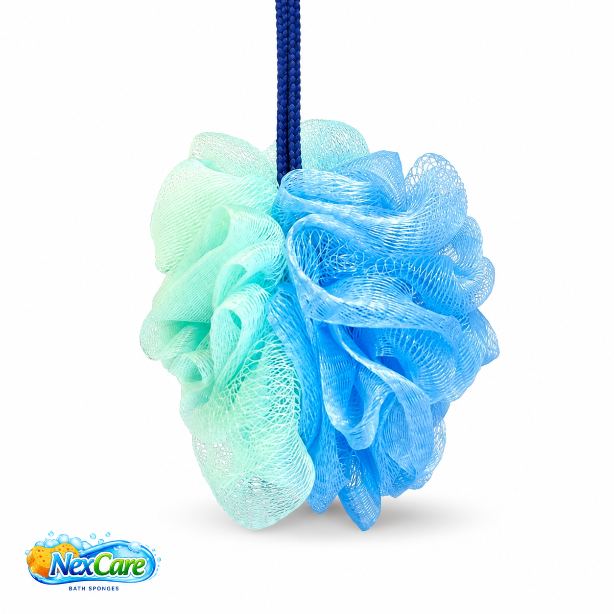 Dual-Tone Mesh Bath Pouf - Blue & Green