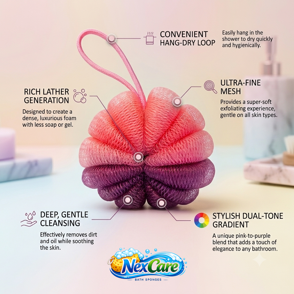 NexCare ombré mesh bath pouf