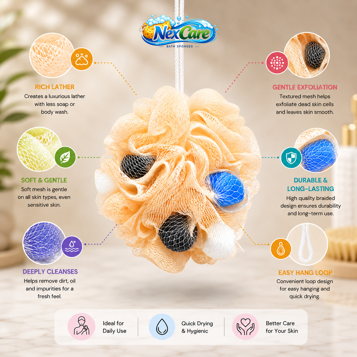 NexCare exfoliating scrub pouf