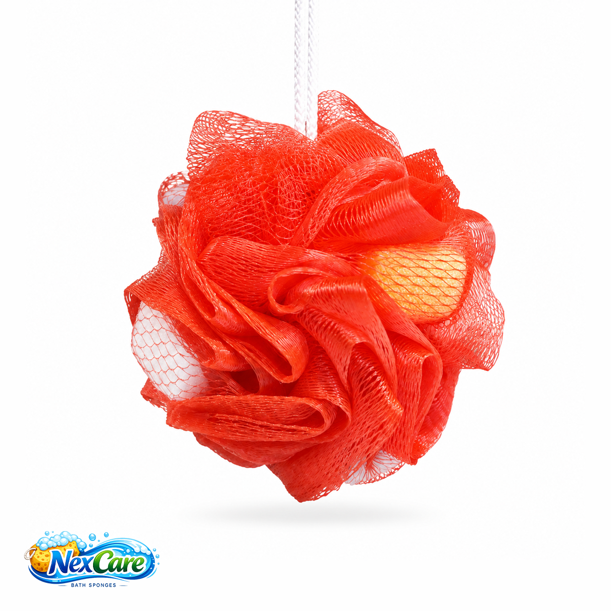 Mesh Bath Pouf — Red