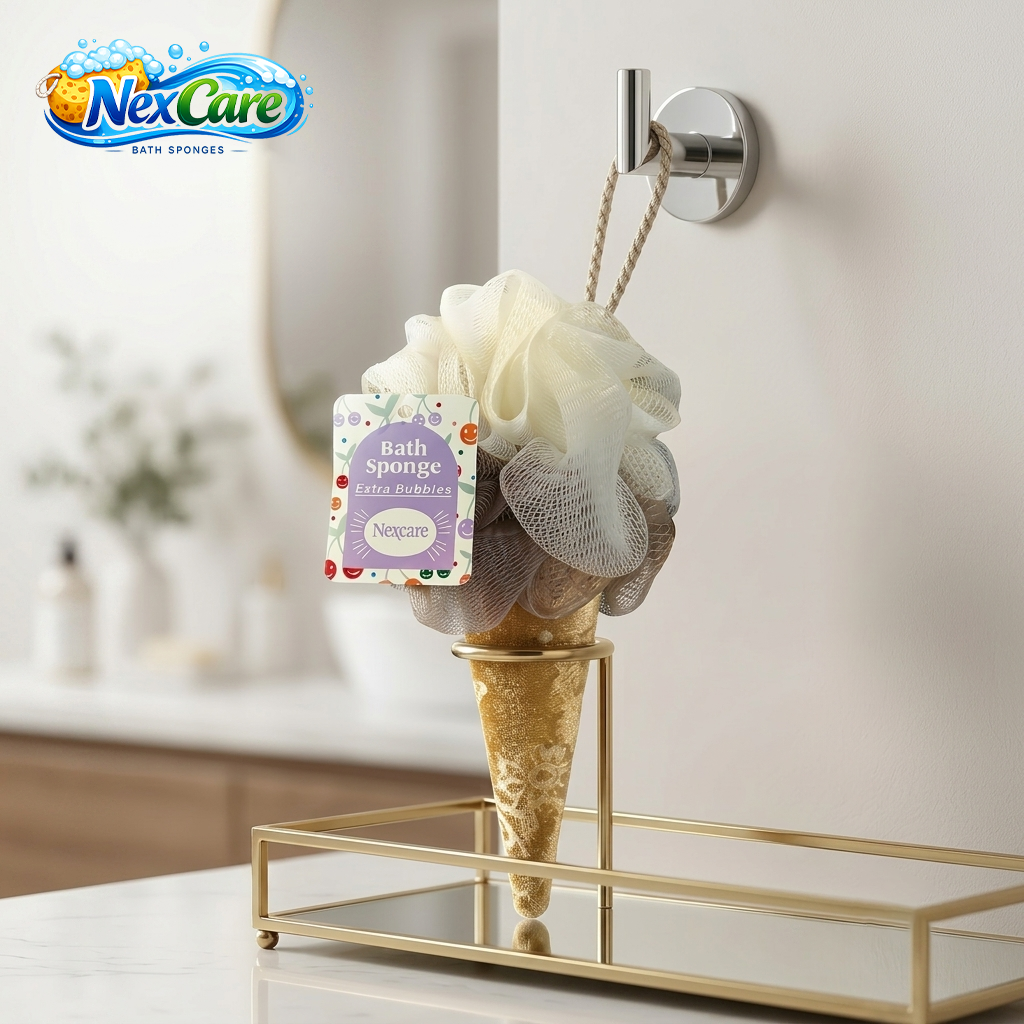 Ice Cream Cone Bath Sponge — Cream